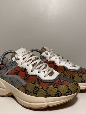 Gucci Rhyton GG Multi Monogram Canvas Low Top Runners Men’s 7.5 Women’s 9 Logo